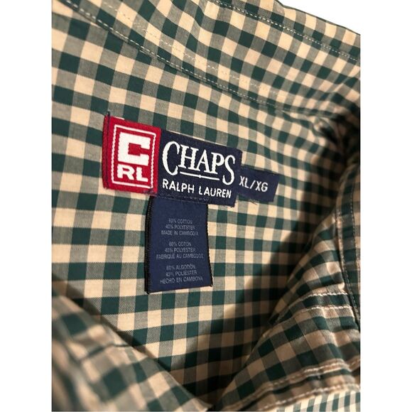 Chaps Ralph Lauren Men’s Size XL Long Sleeve Button Down Green Plaid Shirt - Picture 3 of 11